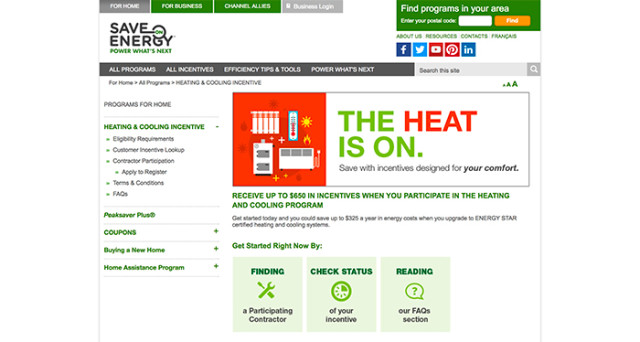 Save on Energy—Heating and Cooling Incentive