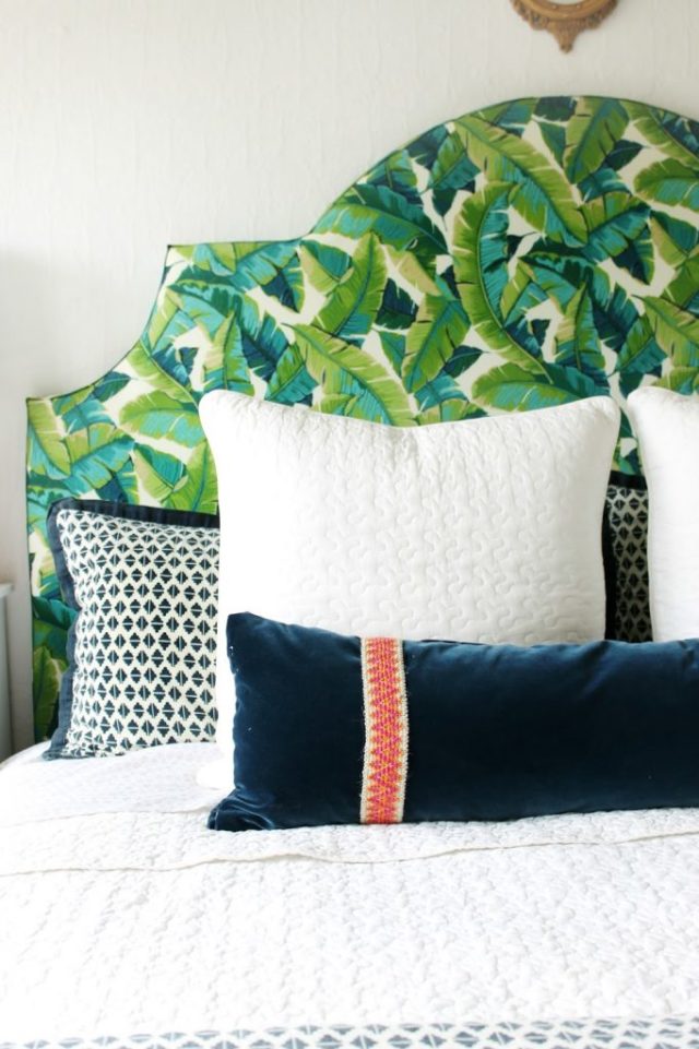 Cool home decor idea: give your headboard a tropical print