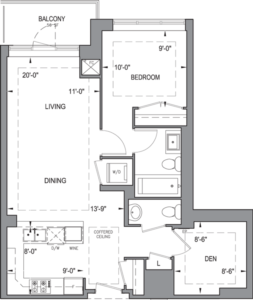 Building B - Typical Suites - 1D+D Floorplan 1