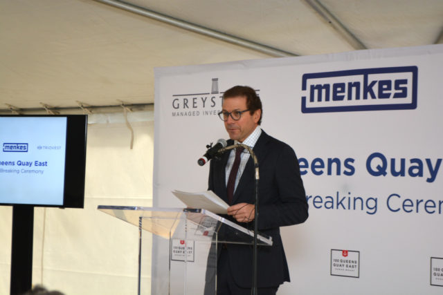 Peter Menkes at the Sugar Wharf groundbreaking