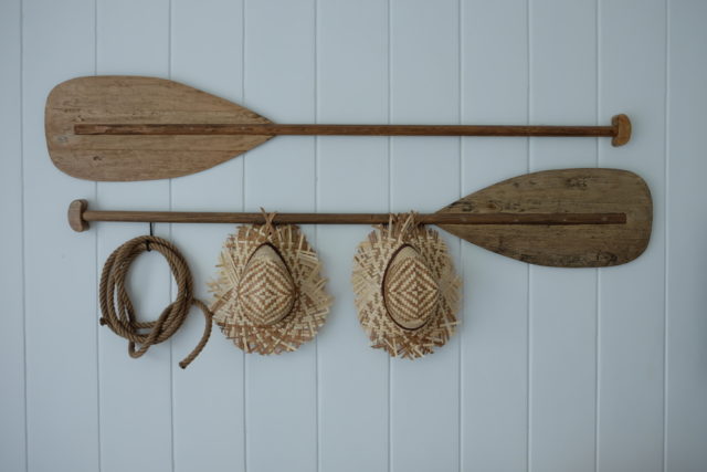 Cottage inspired home decor idea: Display recreational items